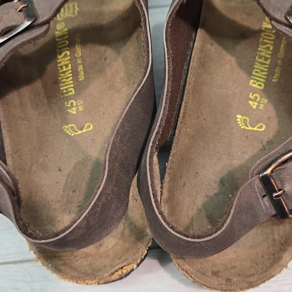 Birkenstock Mens Milano Leather Brown Sandals Shoes Slide Sz 45/12 Regular